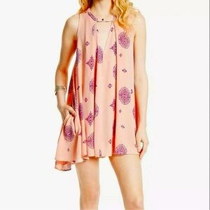 Free People Tree Swing Tunic Dress in Pink /Purple - Size Medium